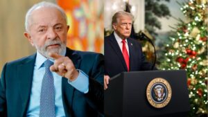 Lula e Trump se cumprimentam durante encontros na cúpula do G7, na França (Fotos: Ricardo Stuckert/PR - White House)